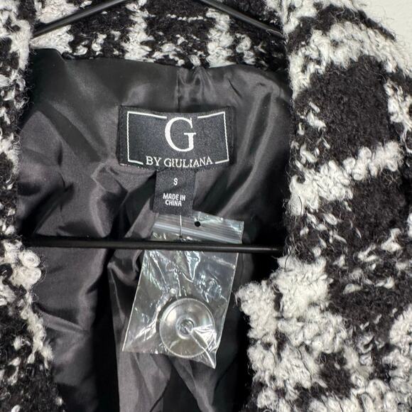 NWT G By Giuliana Bouclé Tweed Black & White Plaid Double Breasted Blazer Size S - Picture 5 of 9